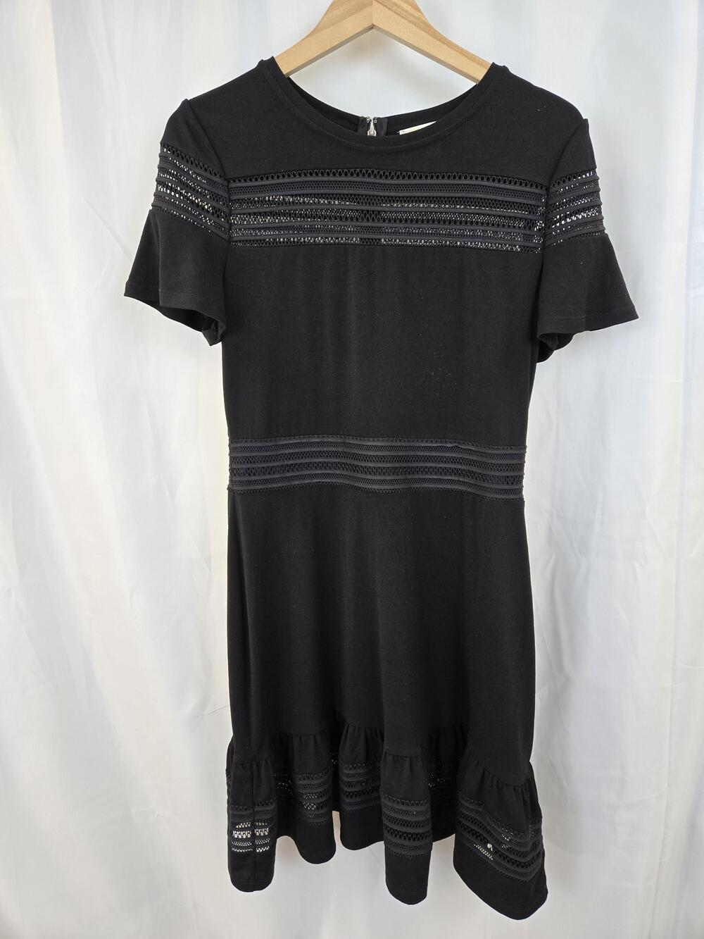 MICHAEL Michael Kors Dress Womens Large Black Lace Fit & Flare Short Sleeve